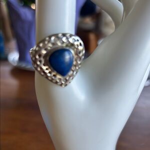 Mine Finds by Jay King marked pear shape lapis lazuli .925 SS circle design ring